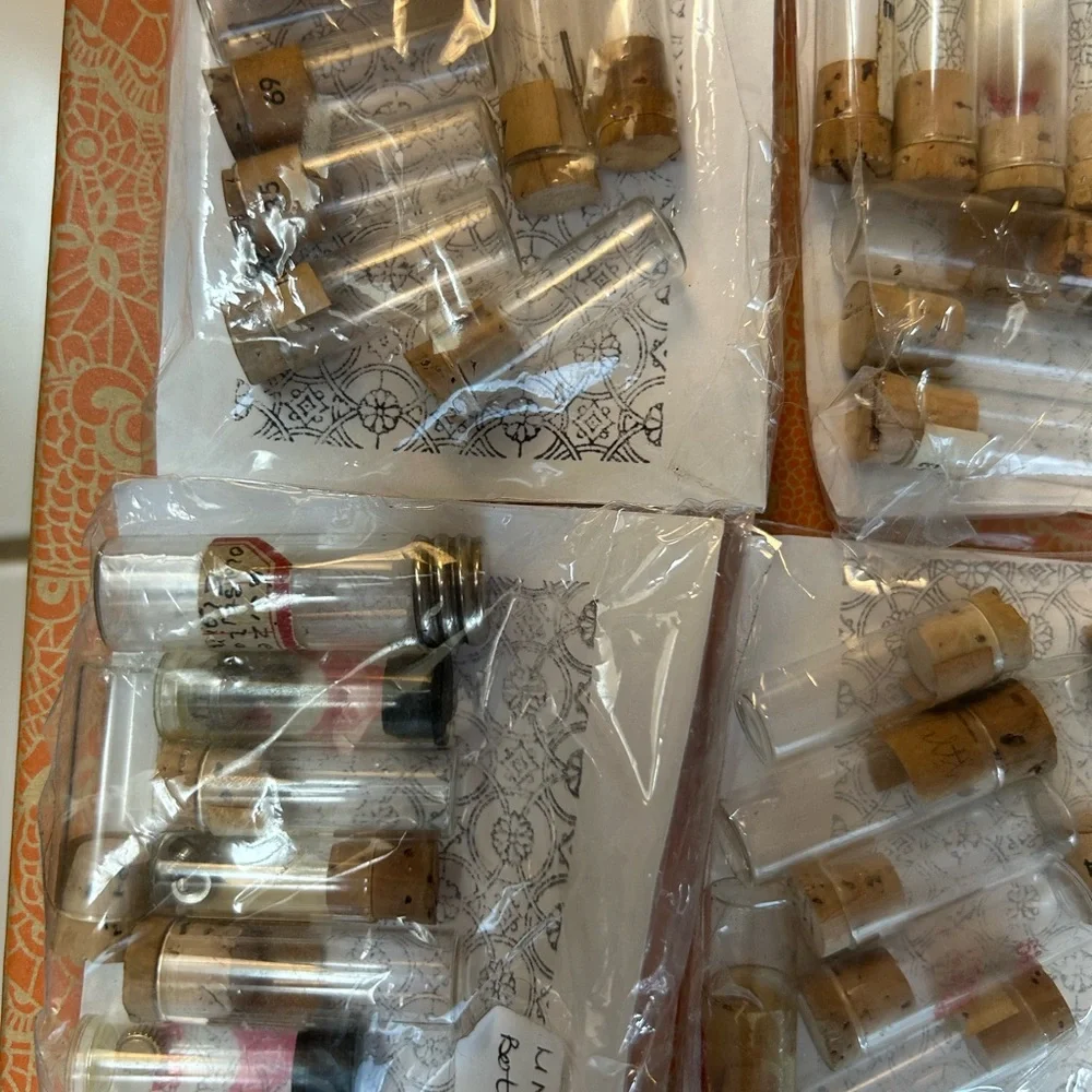 Vintage Glass Vials with Cork Stoppers Old Watch Parts Vials